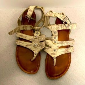 Stamped leather sandals